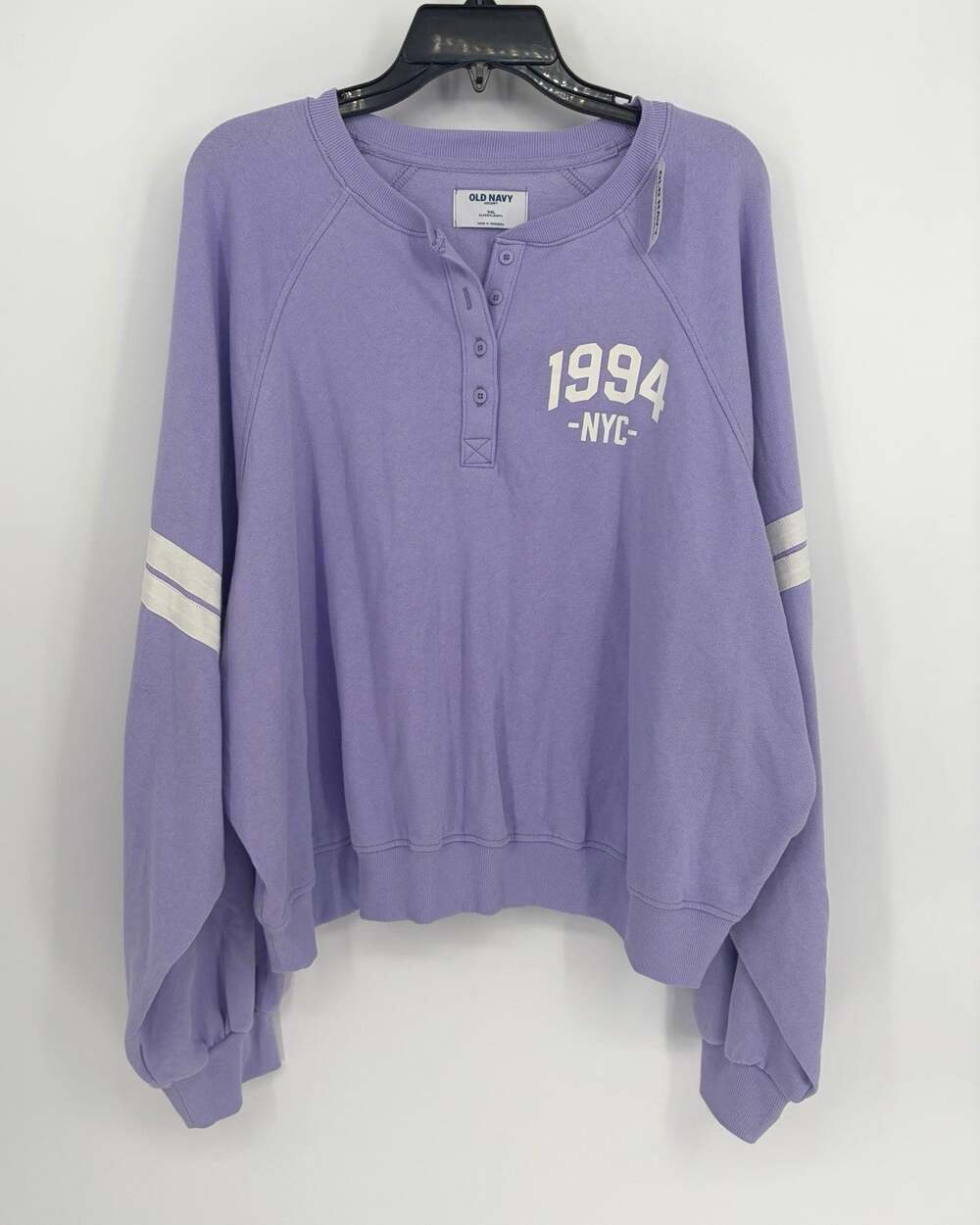 Old Navy 1994 NYC Henley Sweatshirt Women’s XXL Purple NWT Long Sleeve